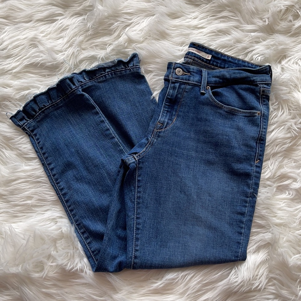 Levi’s Mid Rise Skinny Ruffle Hem Jeans Size 8 - Picture 4 of 14